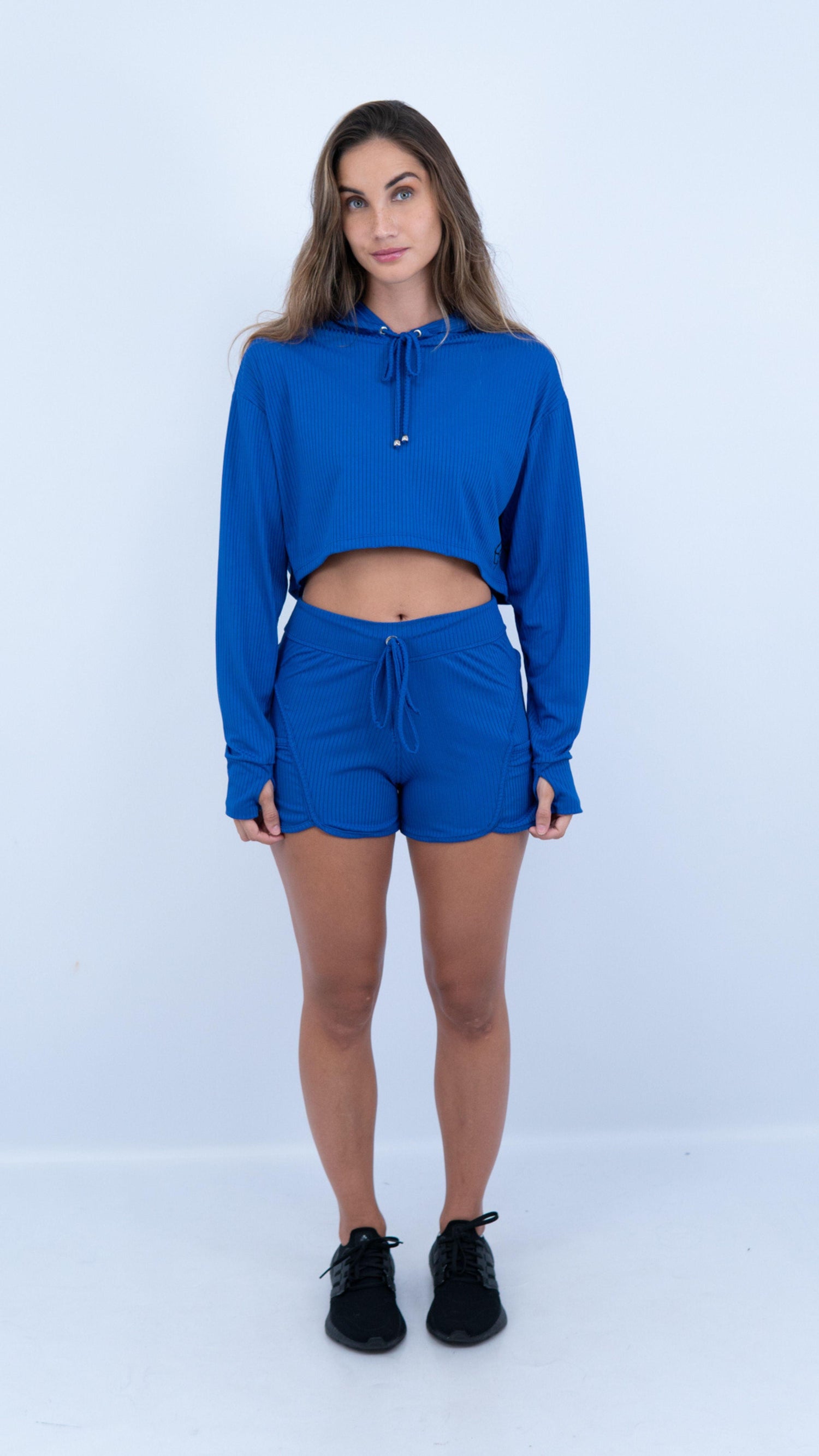 Royal Ribbed Lizie Hoodie - Equilibrium Activewear