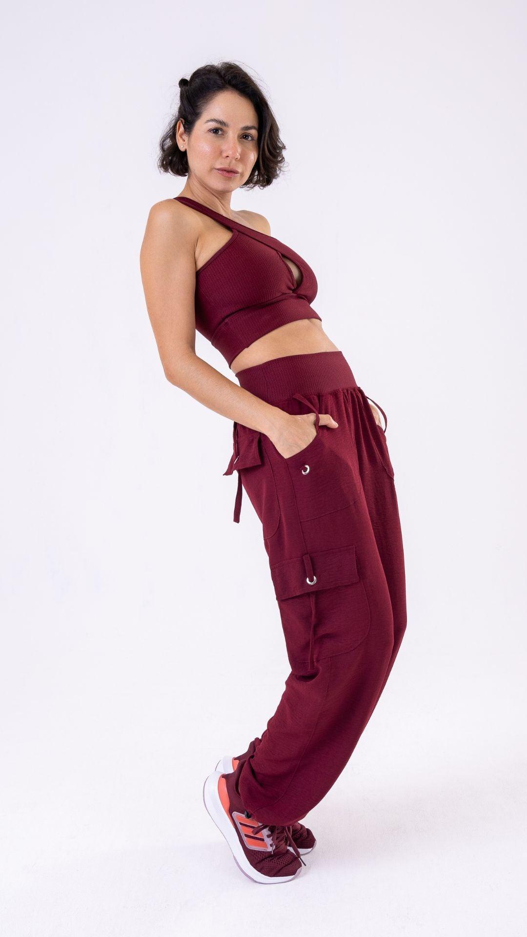 Burgundy Lis Cargo Pant - Equilibrium Activewear