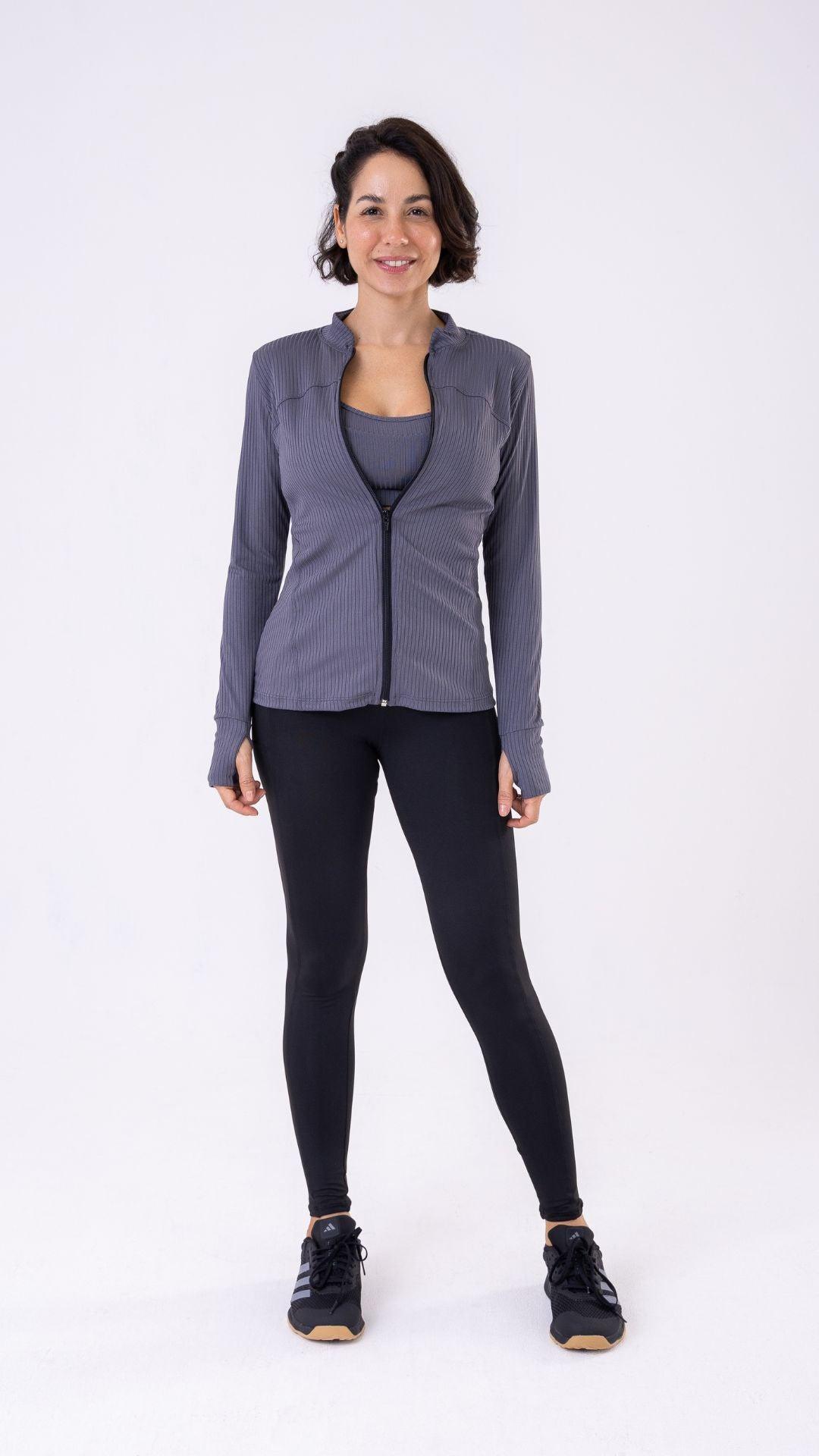 Gray Ribbed Muse Jacket - Equilibrium Activewear