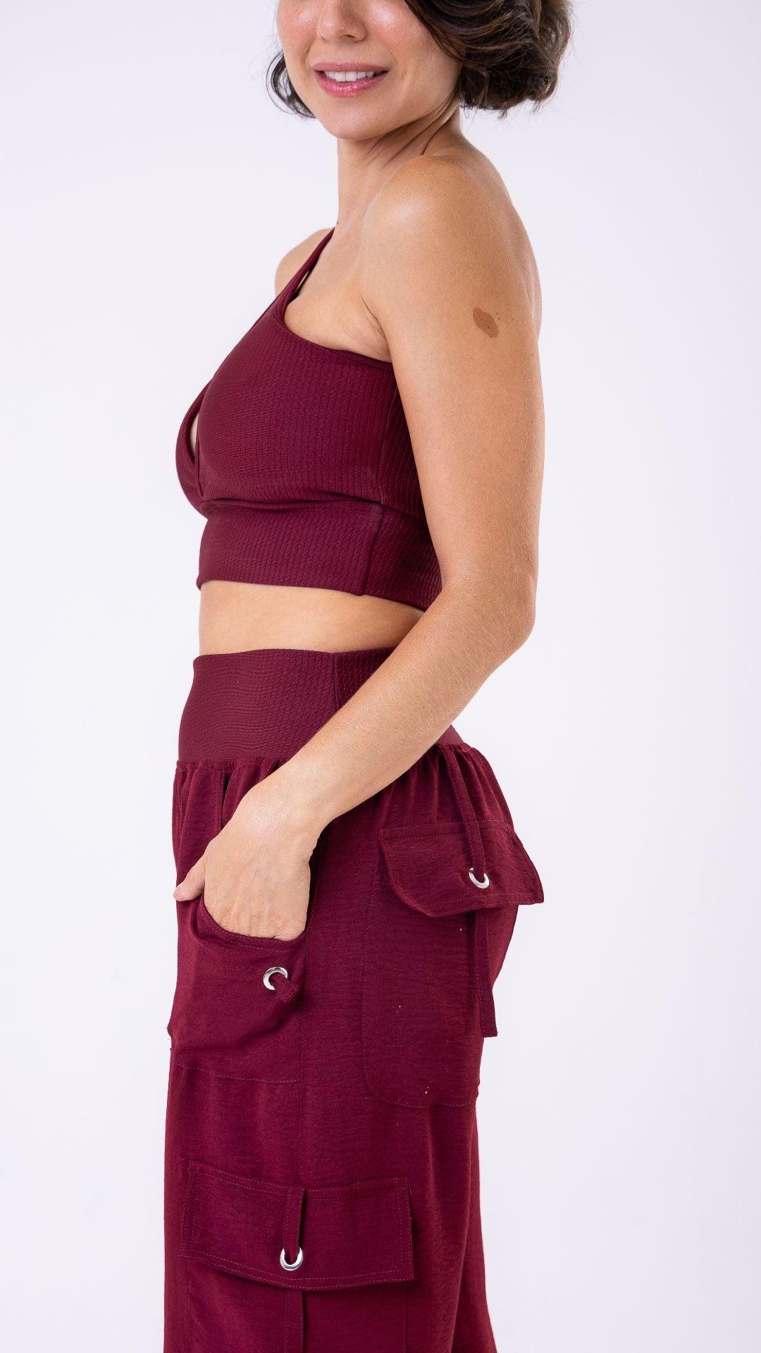 Burgundy Lis Cargo Pant - Equilibrium Activewear