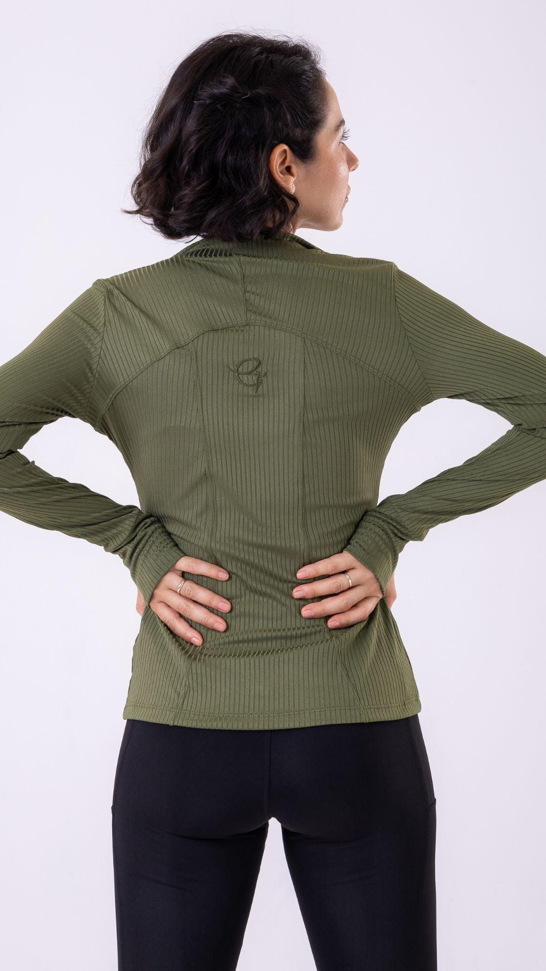 Olive Ribbed Muse Jacket - Equilibrium Activewear