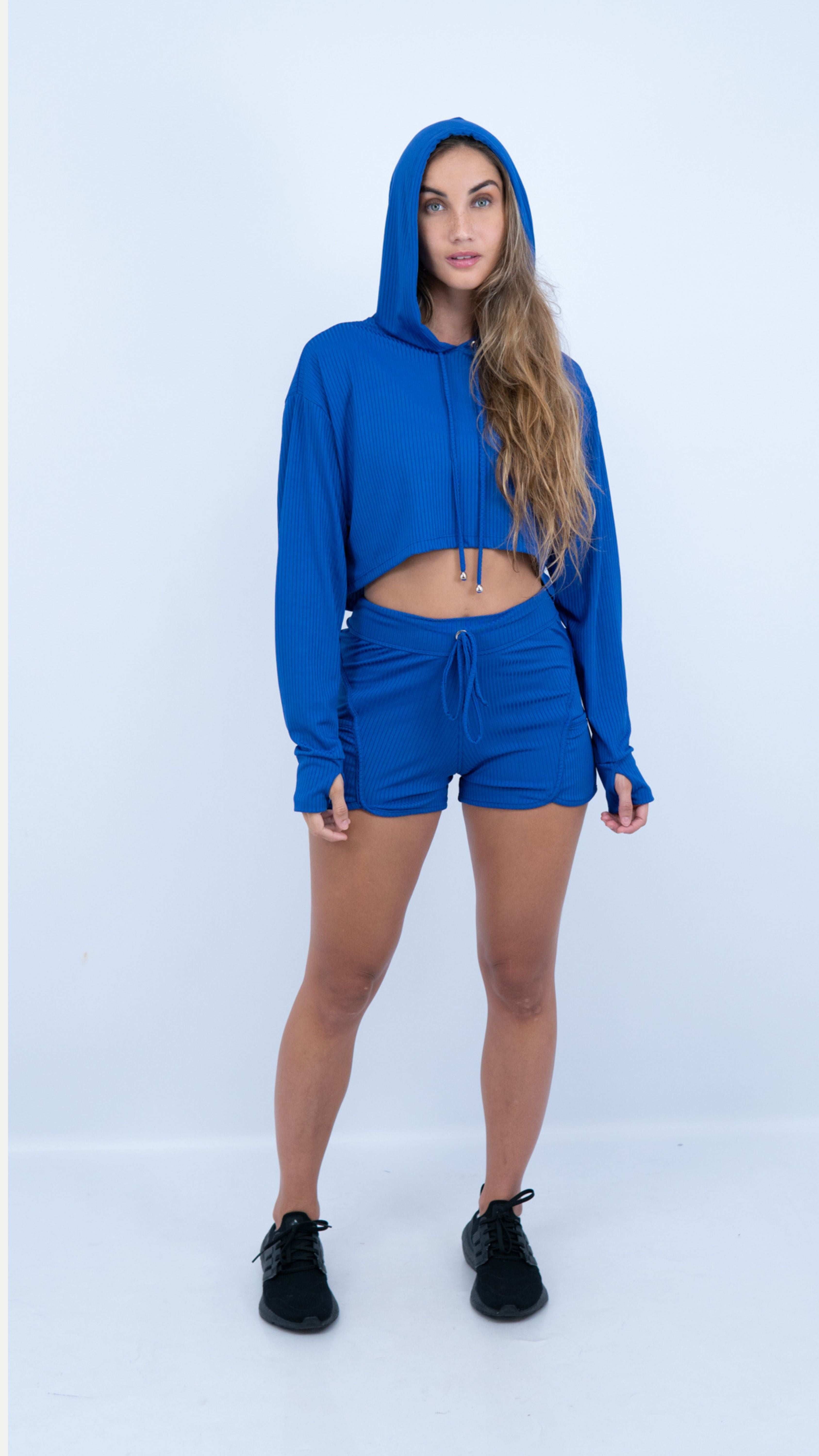 Royal Ribbed Lizie Hoodie - Equilibrium Activewear