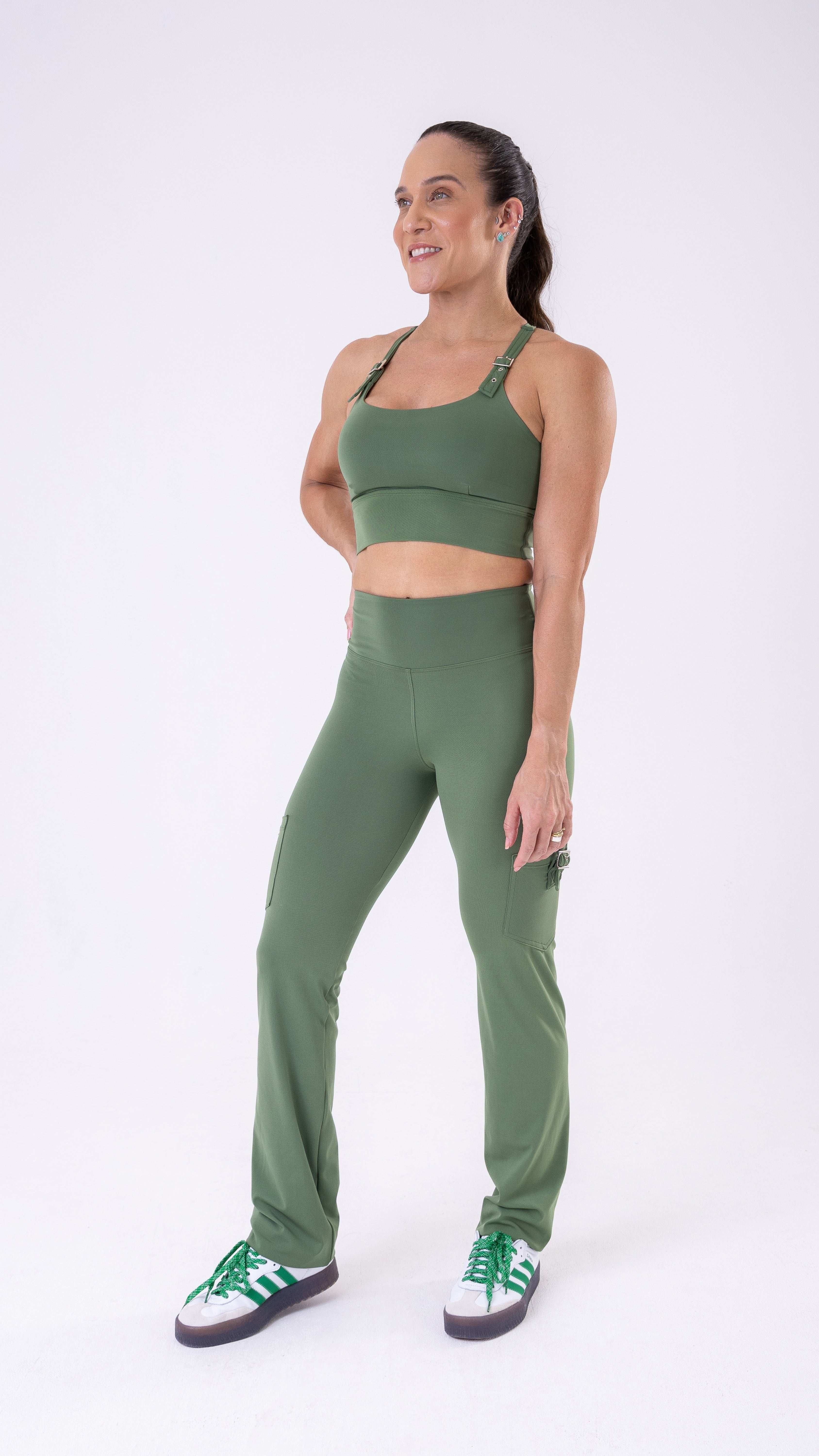 Olive Green Buckle Bra
