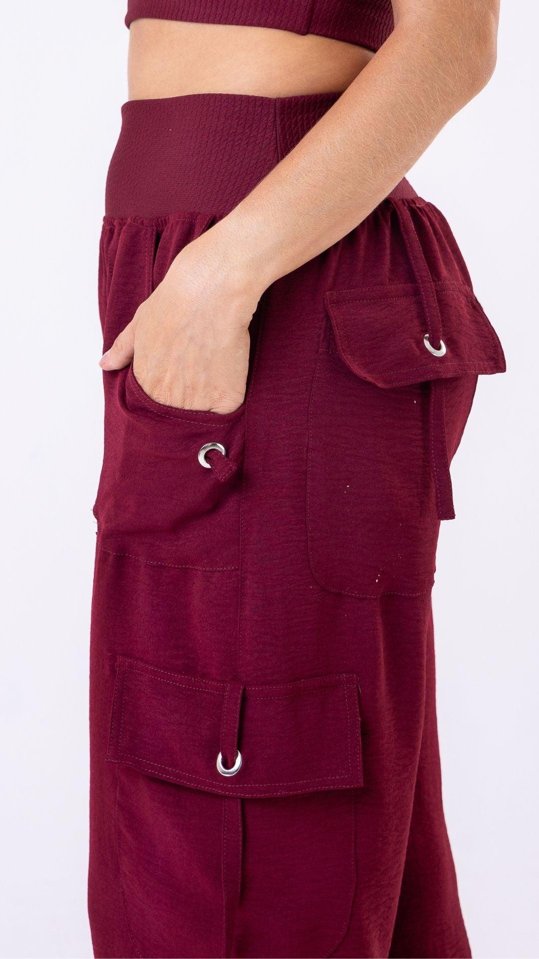 Burgundy Lis Cargo Pant - Equilibrium Activewear