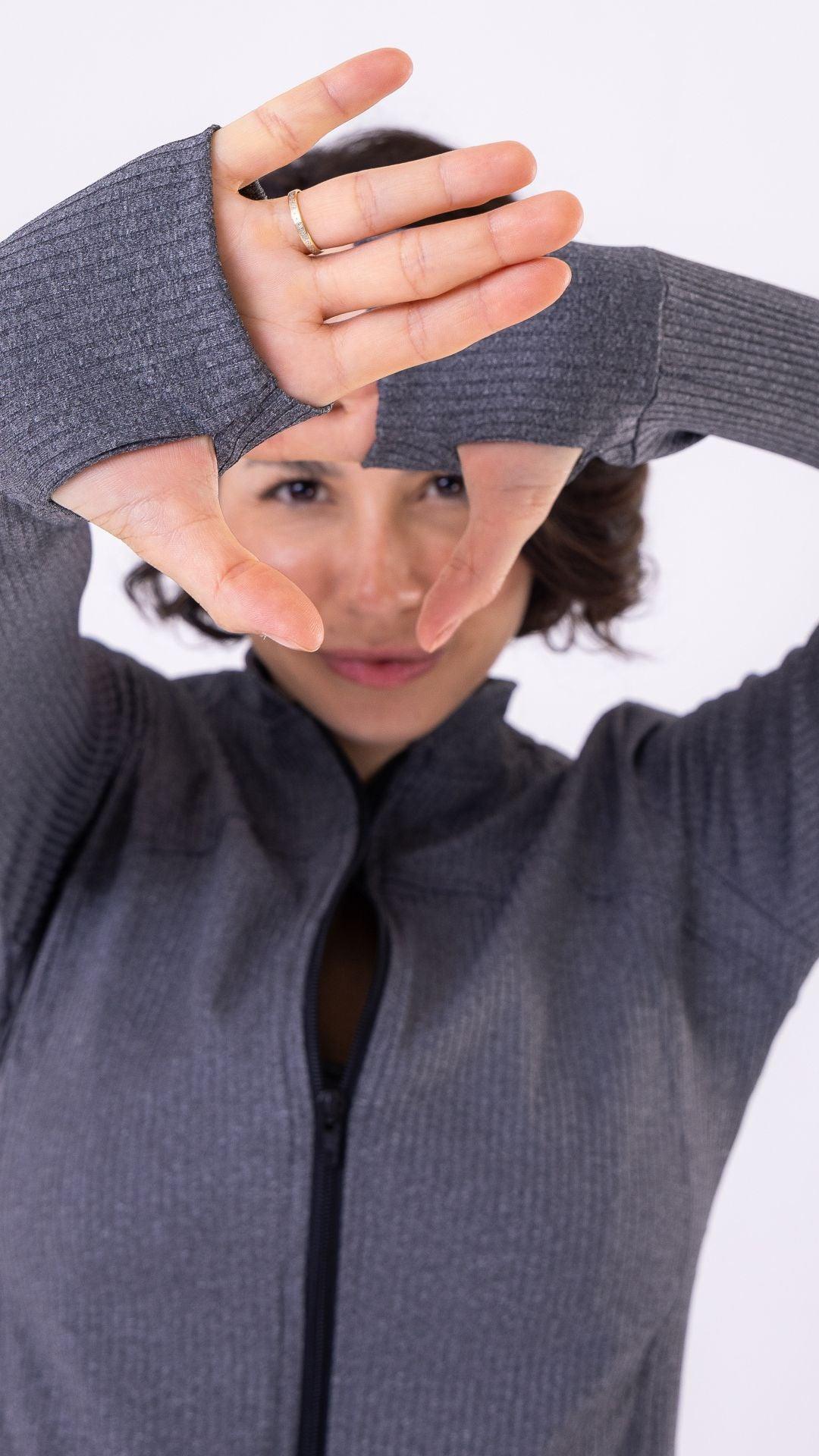 Heather Gray Ribbed Muse Jacket - Equilibrium Activewear