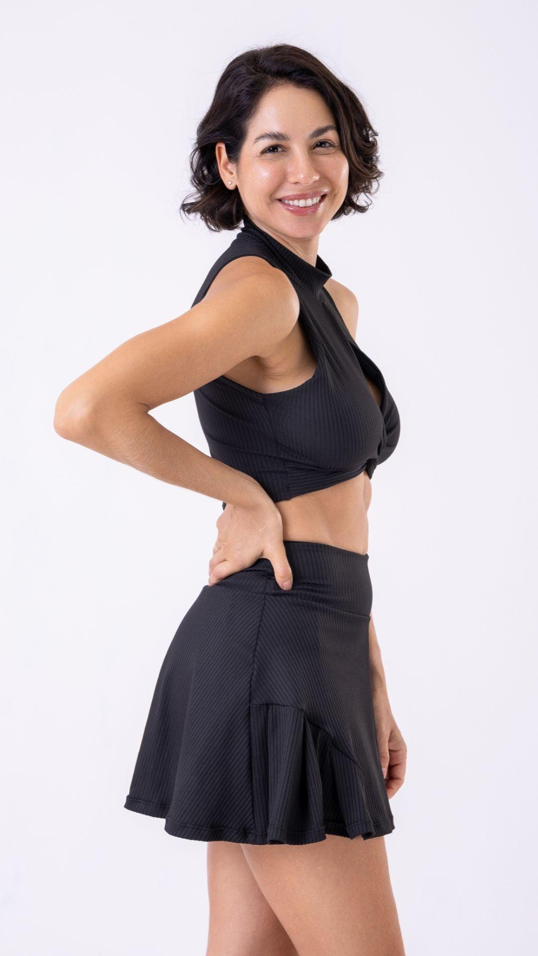 Black Ribbed Julyane Bra - Equilibrium Activewear