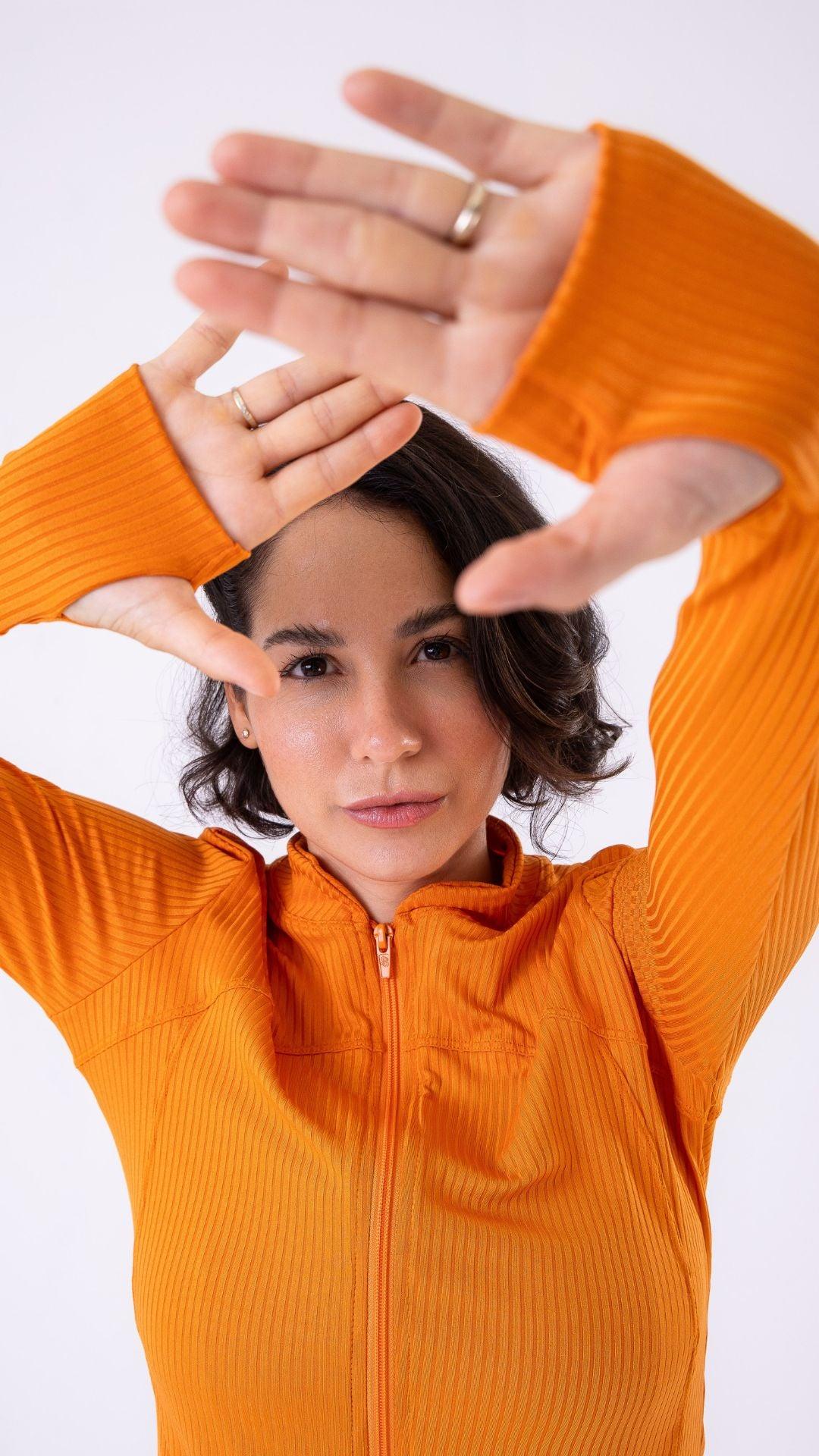 Orange Ribbed Muse Jacket - Equilibrium Activewear