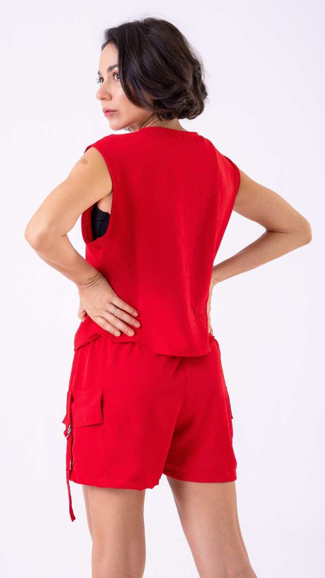 Red Always Effortless Tie Vest - Equilibrium Activewear