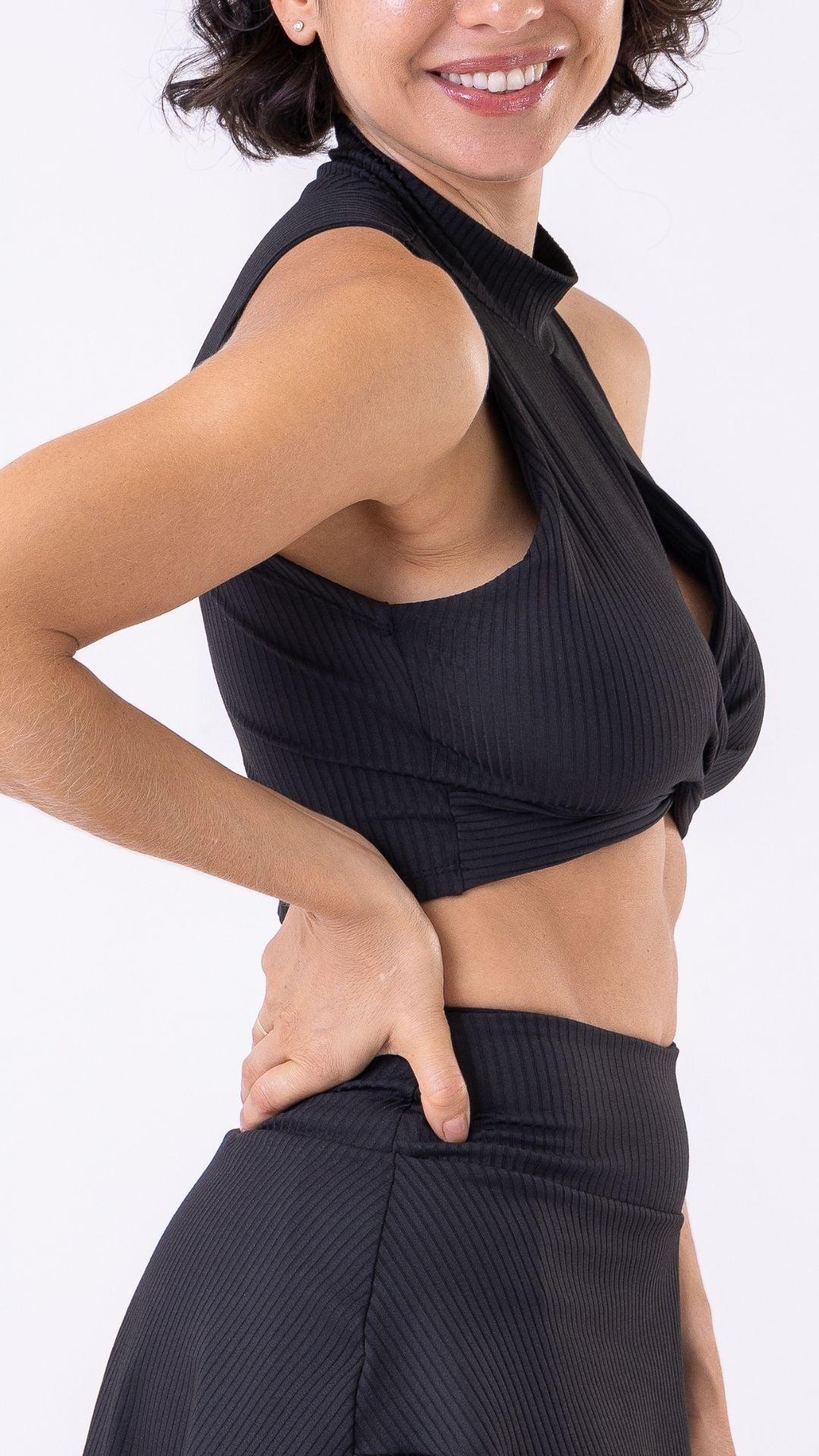 Black Ribbed Julyane Bra - Equilibrium Activewear