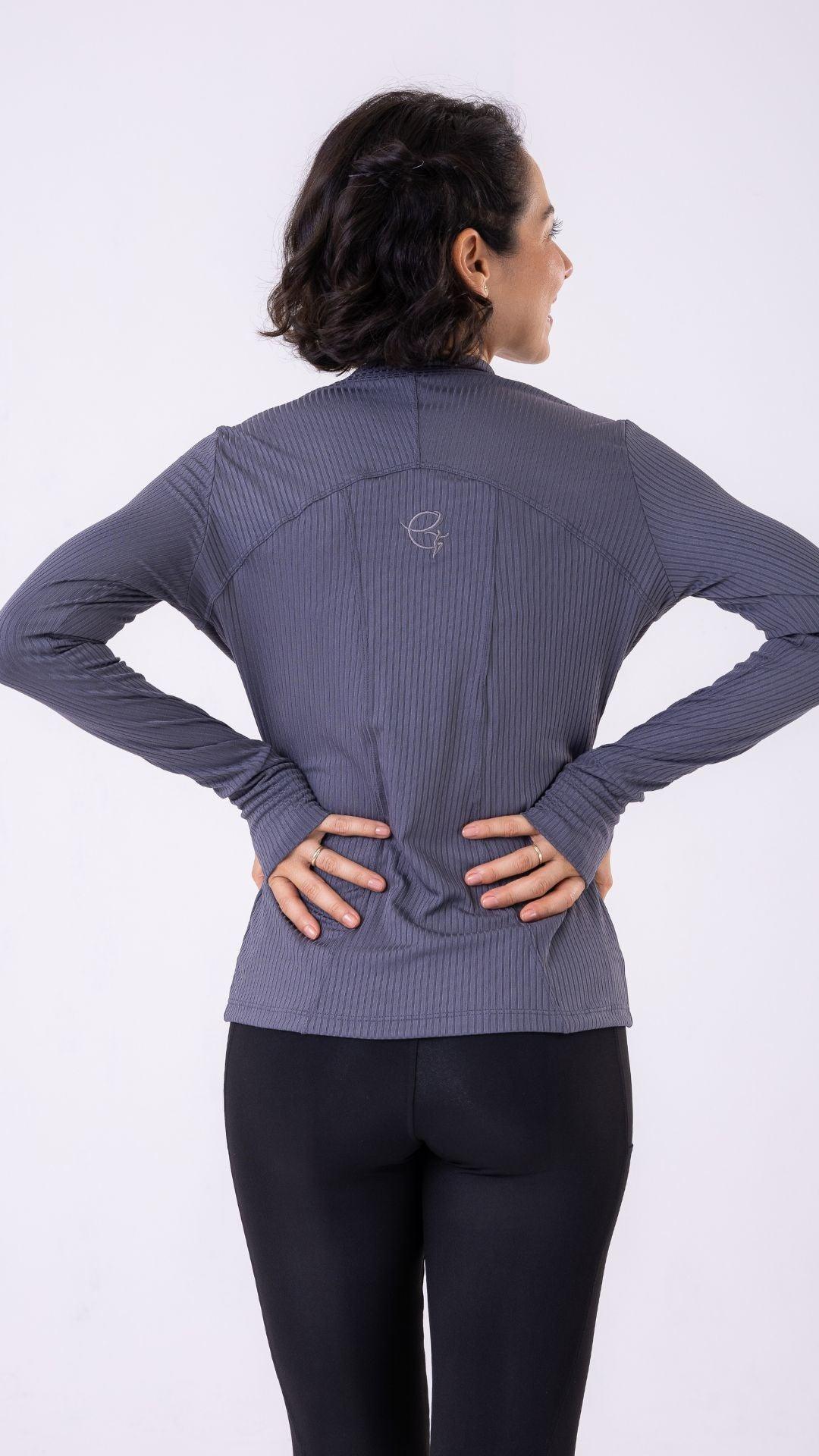 Heather Gray Ribbed Muse Jacket - Equilibrium Activewear