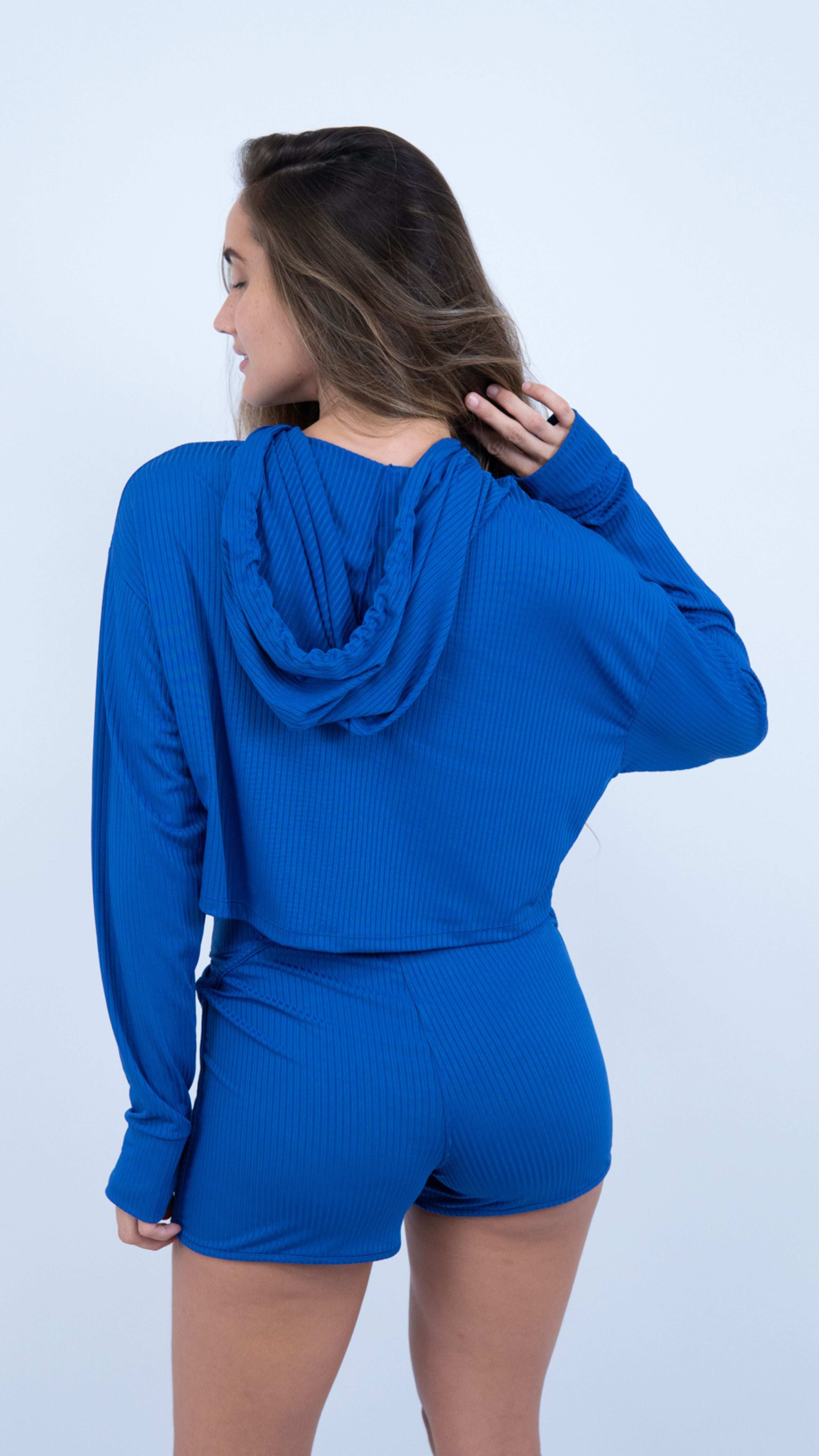 Royal Ribbed Lizie Hoodie - Equilibrium Activewear
