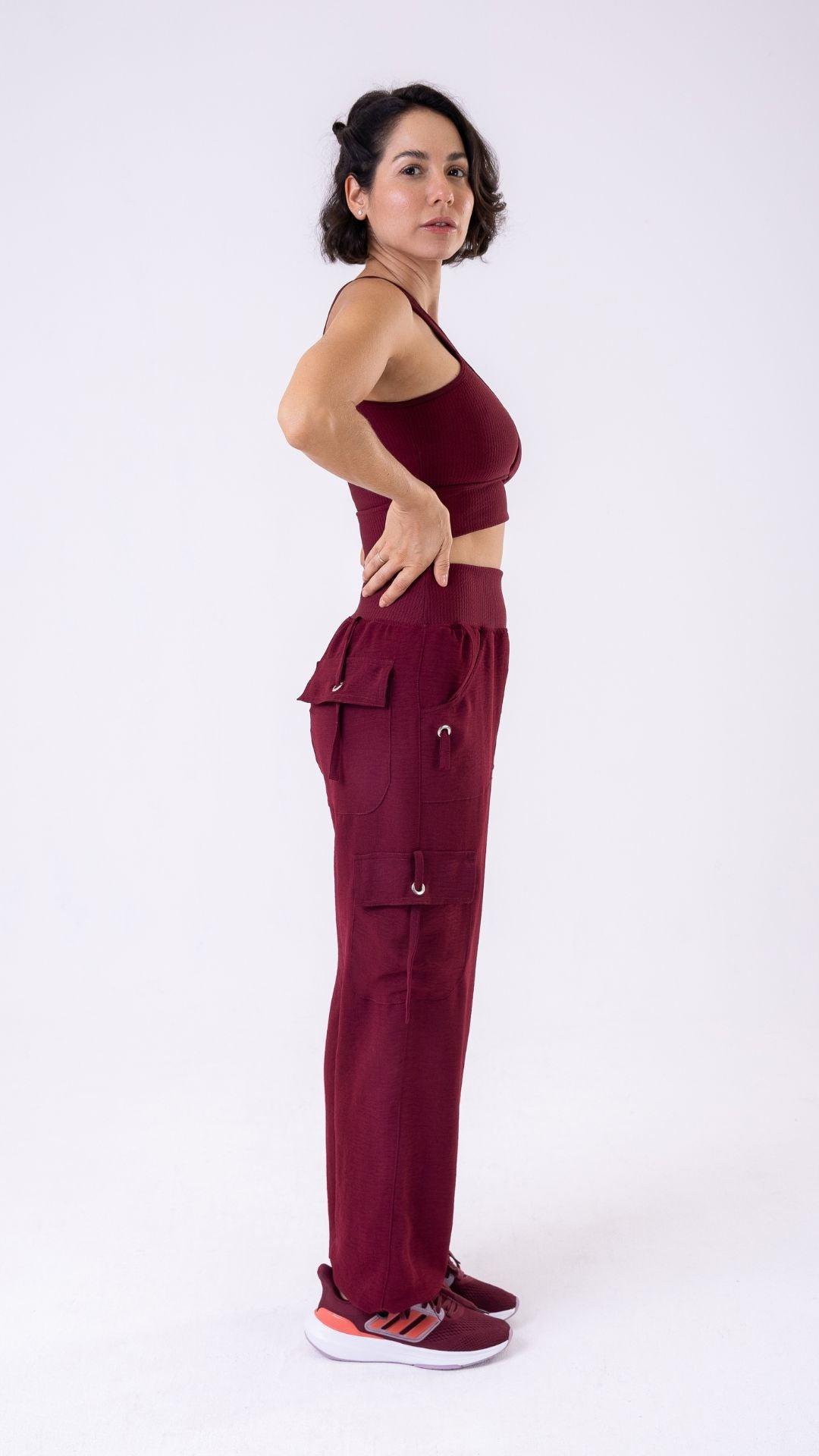 Burgundy Lis Cargo Pant - Equilibrium Activewear