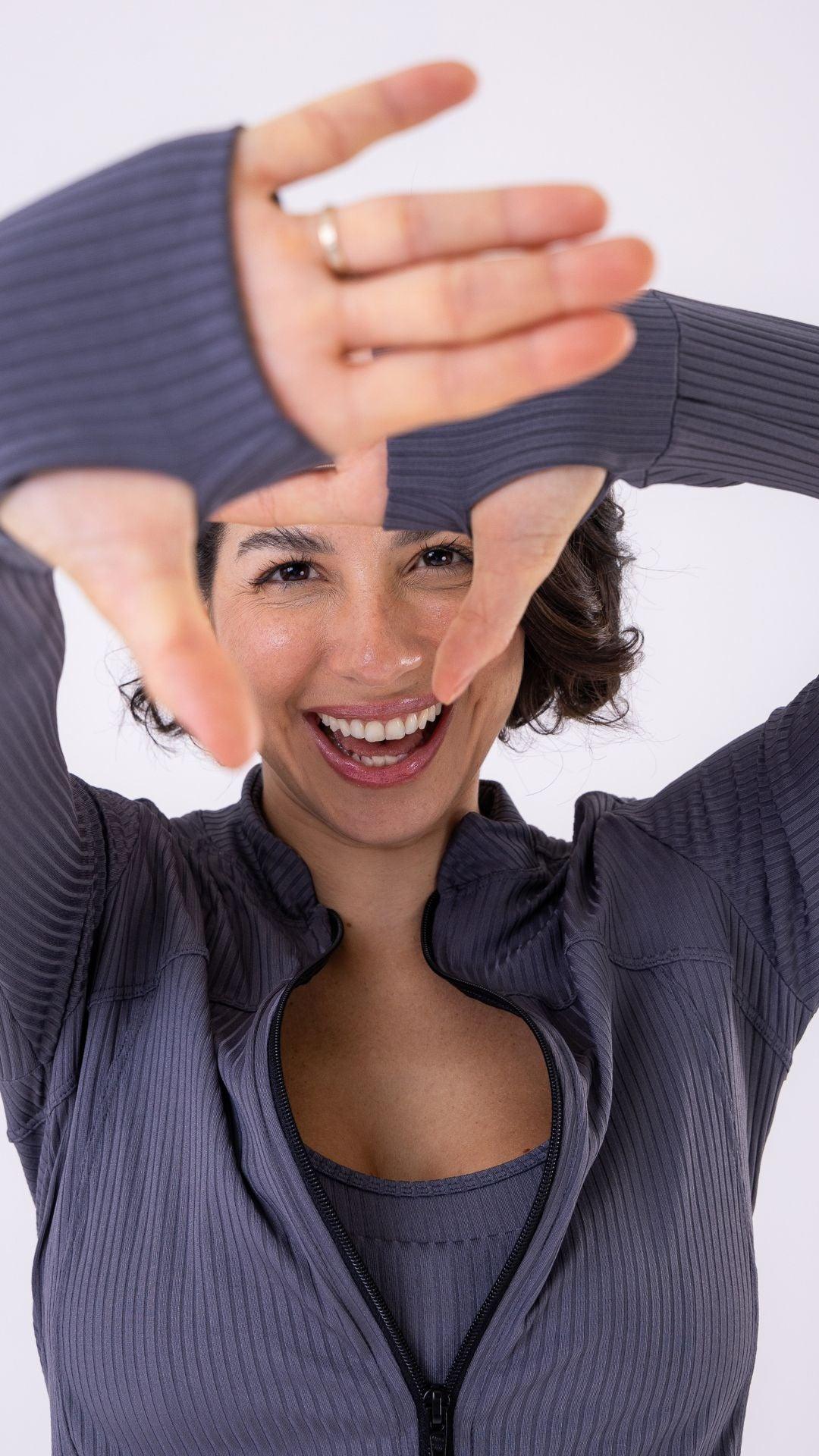 Heather Gray Ribbed Muse Jacket - Equilibrium Activewear