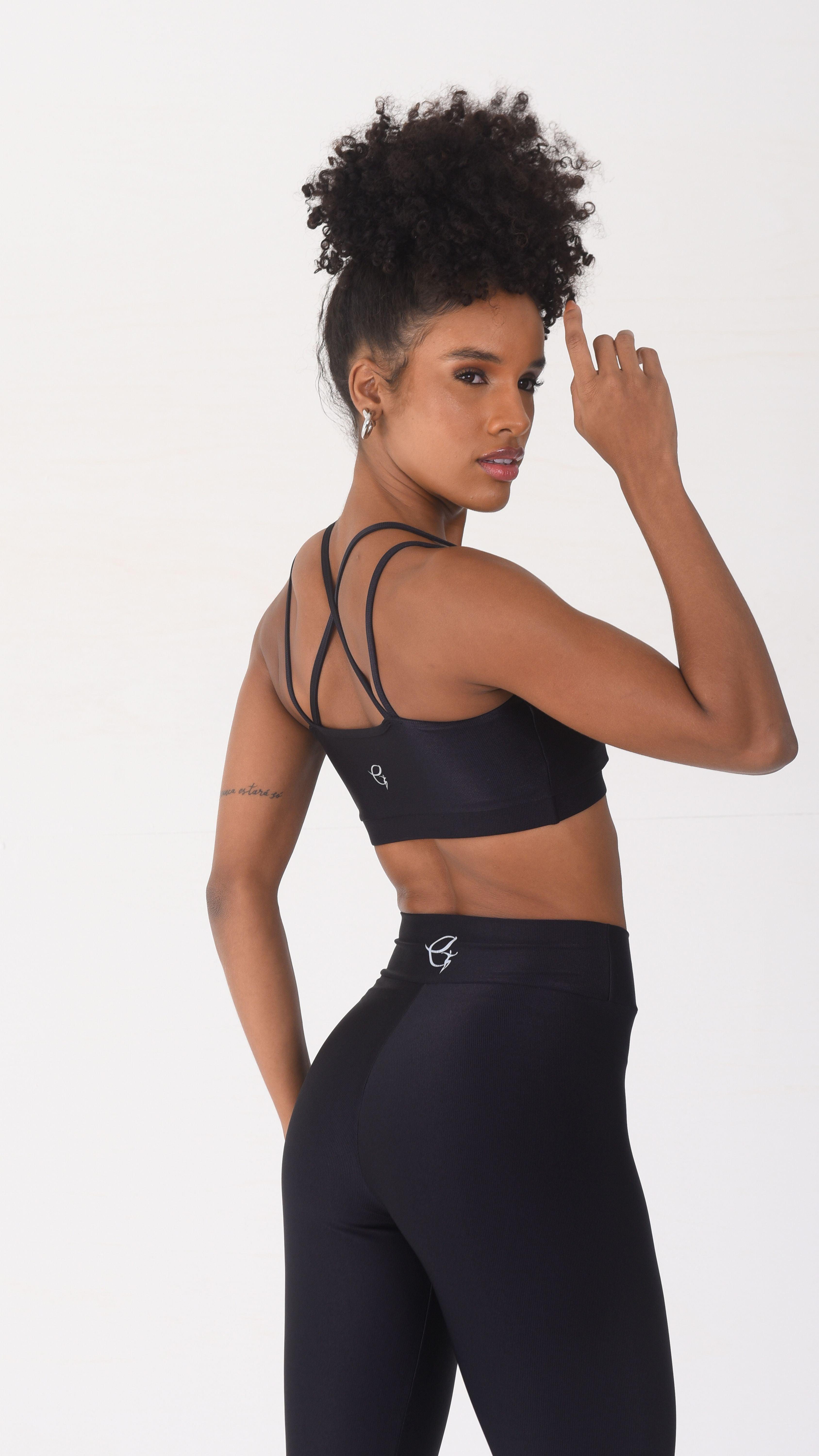 Shiny Black Tia Bra - Equilibrium Activewear