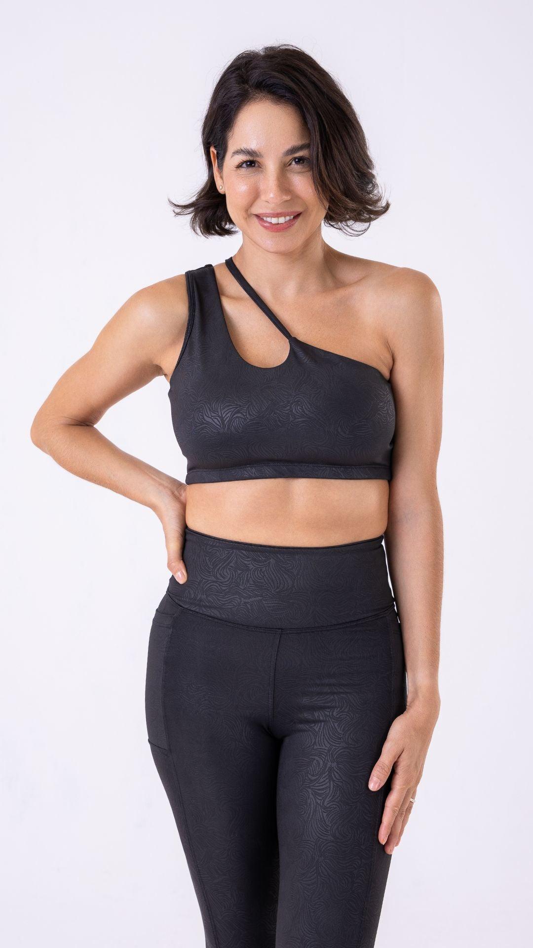 Black Texture Splendor Bra - Equilibrium Activewear
