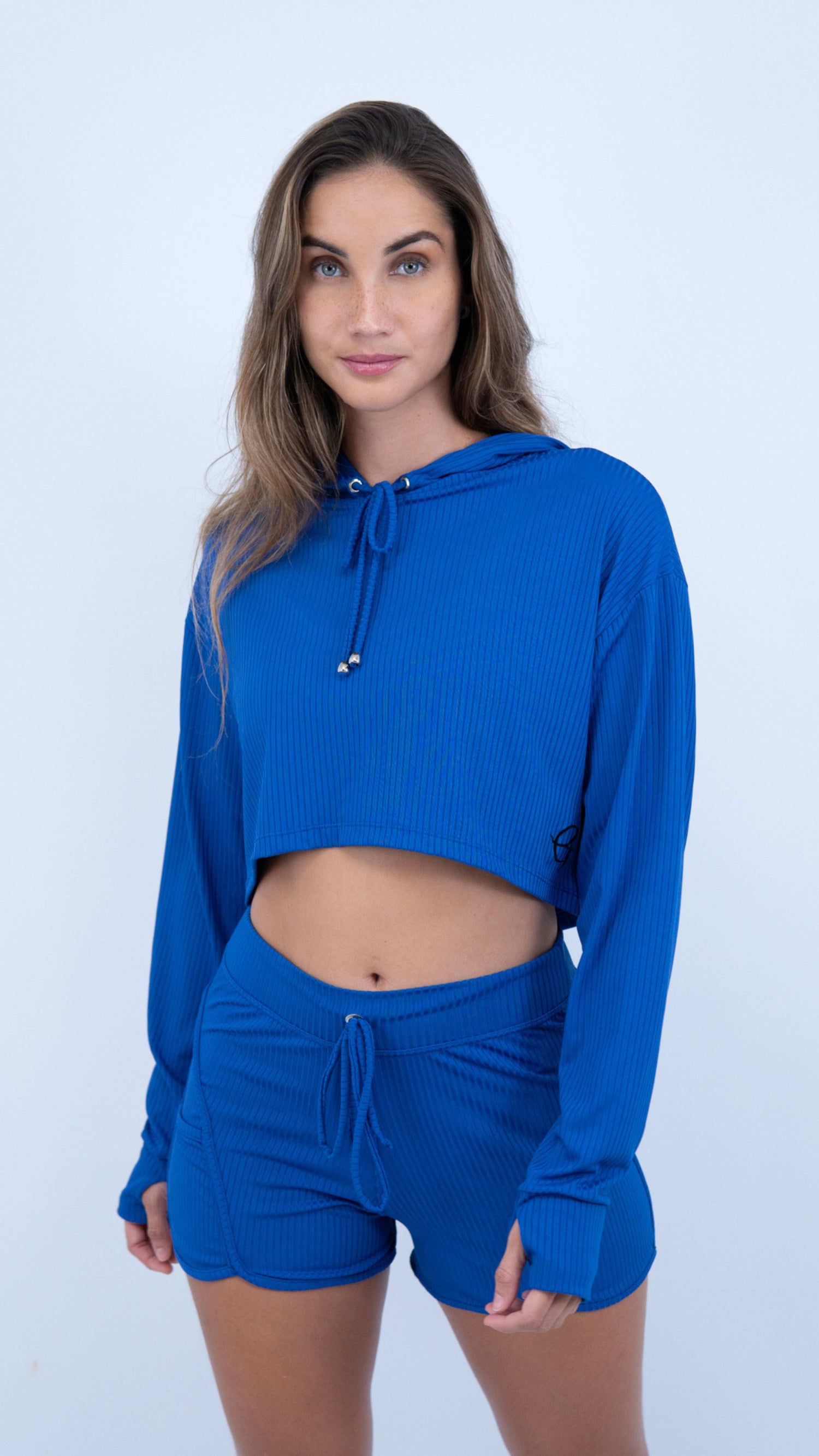 Royal Ribbed Lizie Hoodie - Equilibrium Activewear