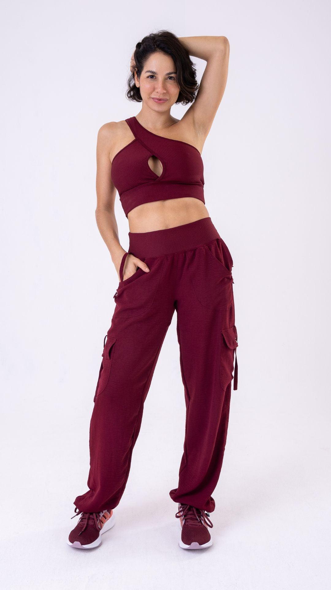 Burgundy Lis Cargo Pant - Equilibrium Activewear