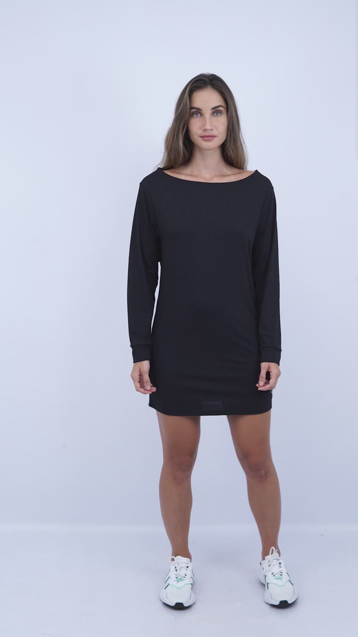 Black Ribbed All-Sports Dress