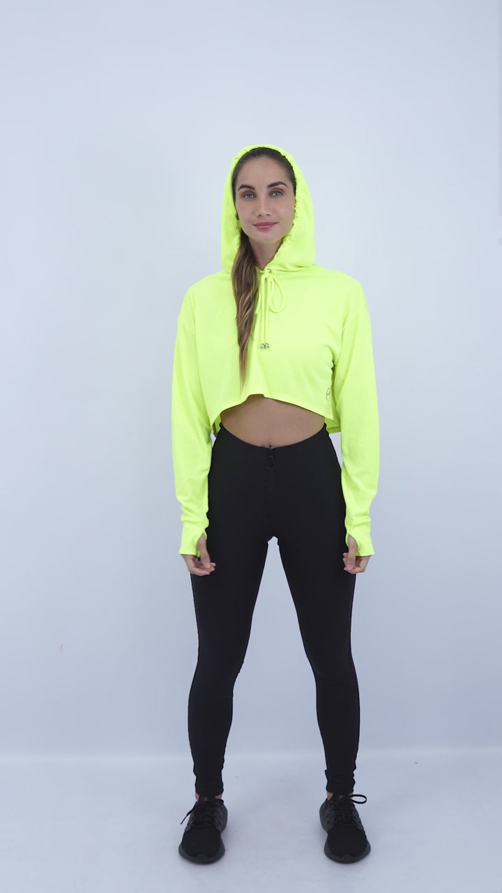 Yellow Neon Ribbed Lizie Hoodie