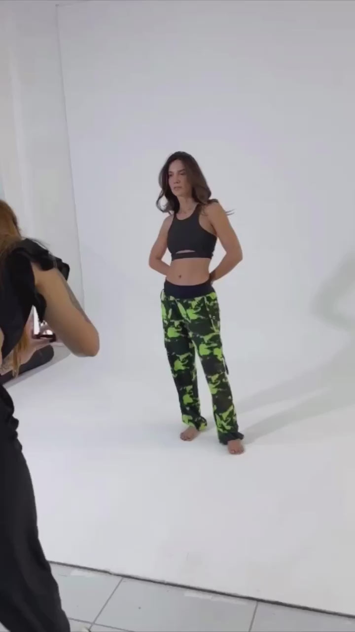 Green Tie-Dye Lis Cargo Pants