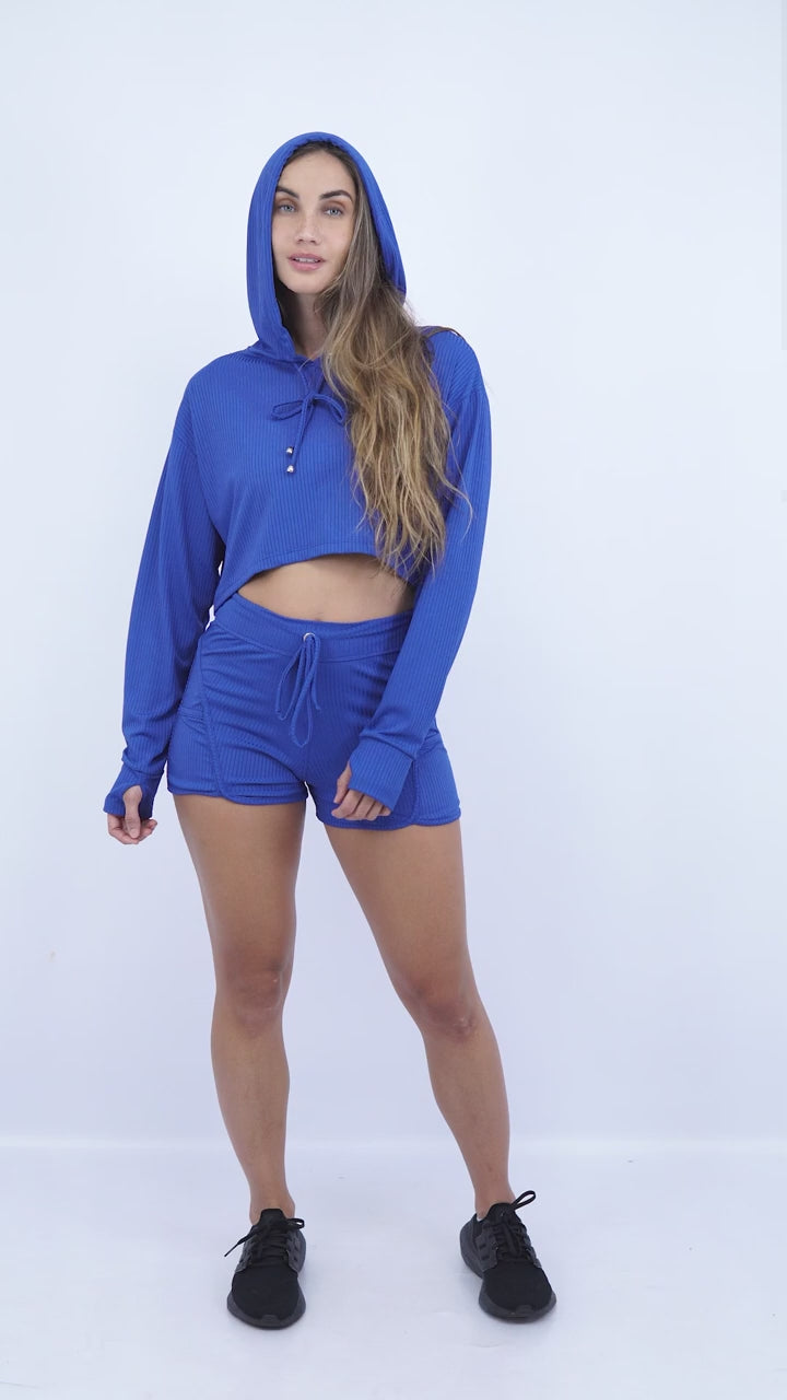 Royal Ribbed Lizie Hoodie