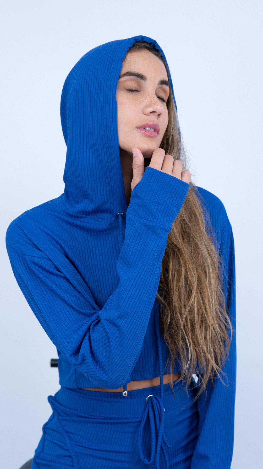 Royal Ribbed Lizie Hoodie - Equilibrium Activewear