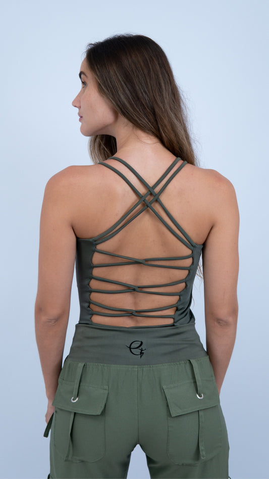 Military Green Strappy Link Tank