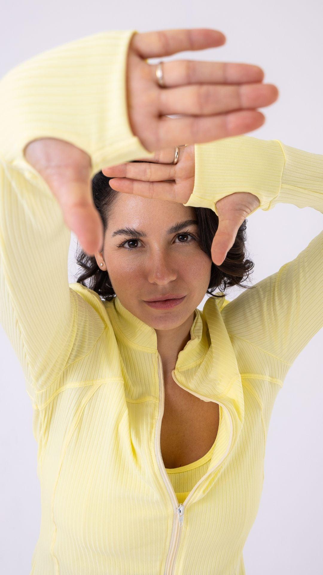 Yellow Ribbed Muse Jacket - Equilibrium Activewear