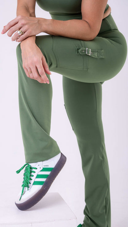 Olive Green Buckle Pant