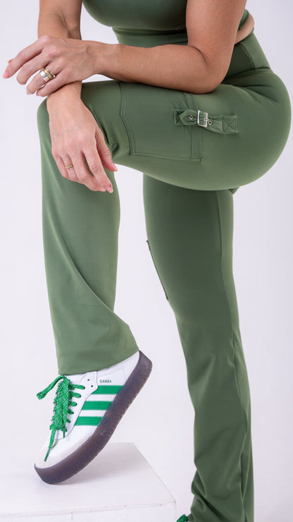 Olive Green Buckle Pant