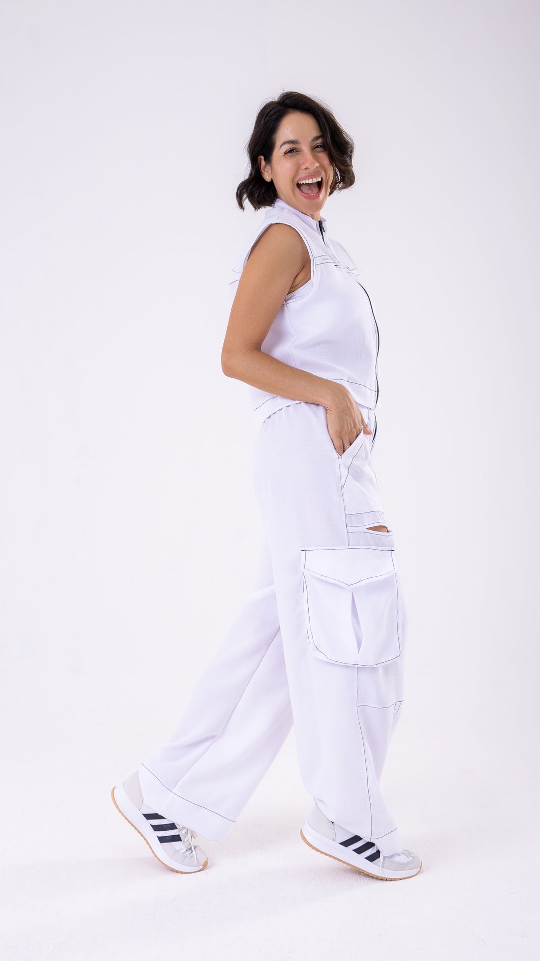 White Fashion Cargo Pants
