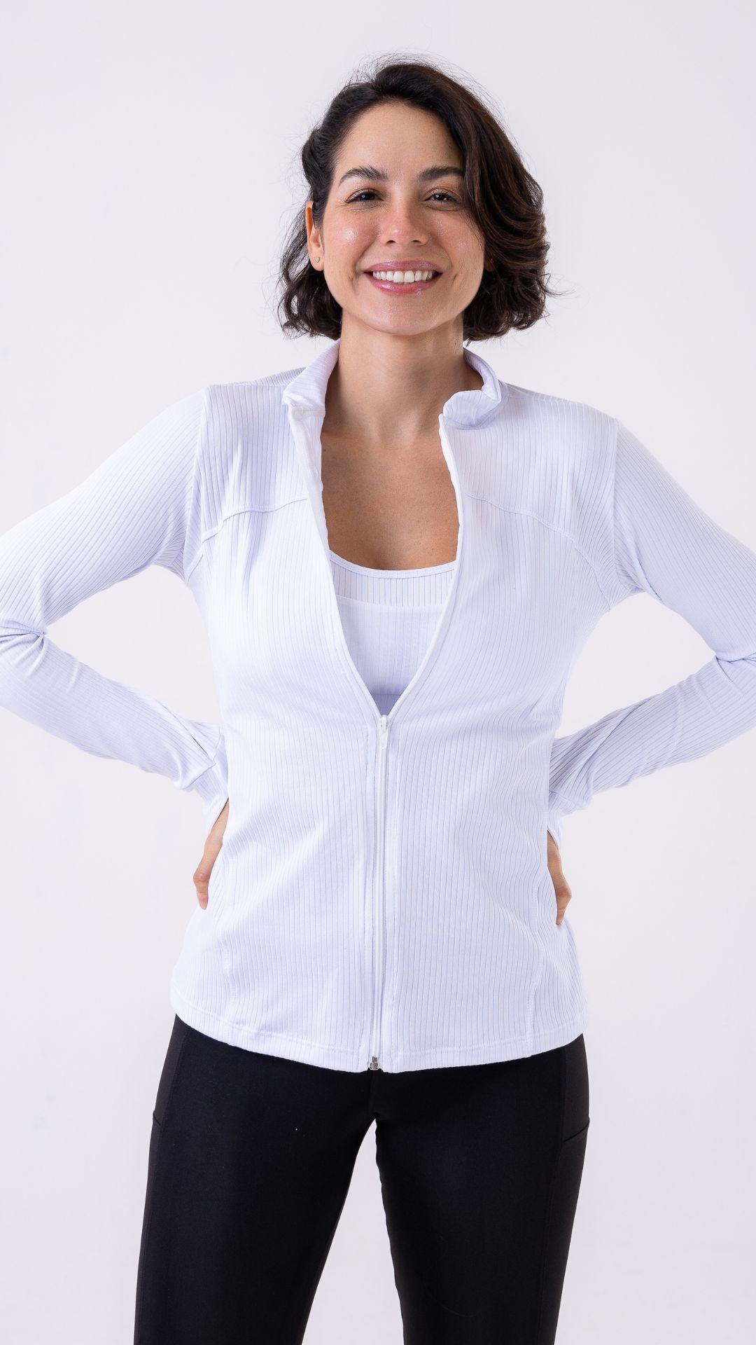 White Ribbed Muse Jacket - Equilibrium Activewear