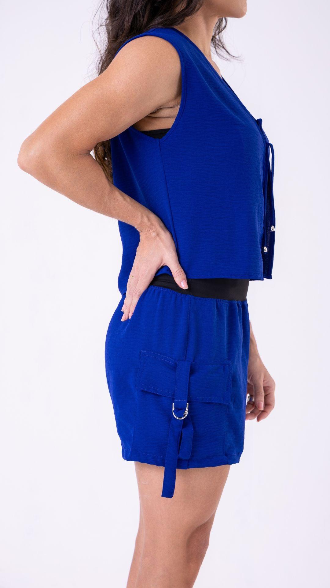 Royal Blue Always Effortless Tie Vest - Equilibrium Activewear