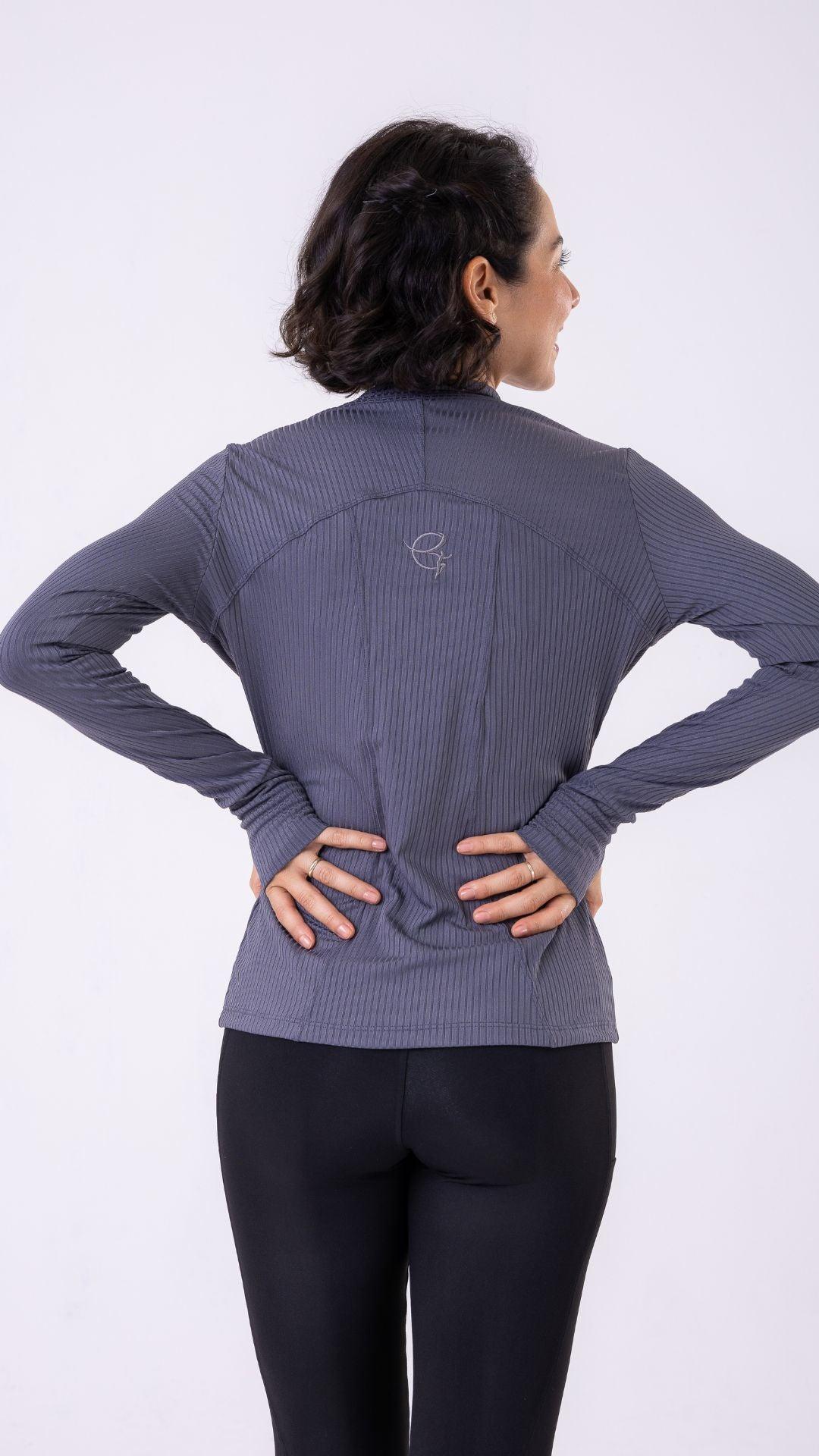 Gray Ribbed Muse Jacket - Equilibrium Activewear
