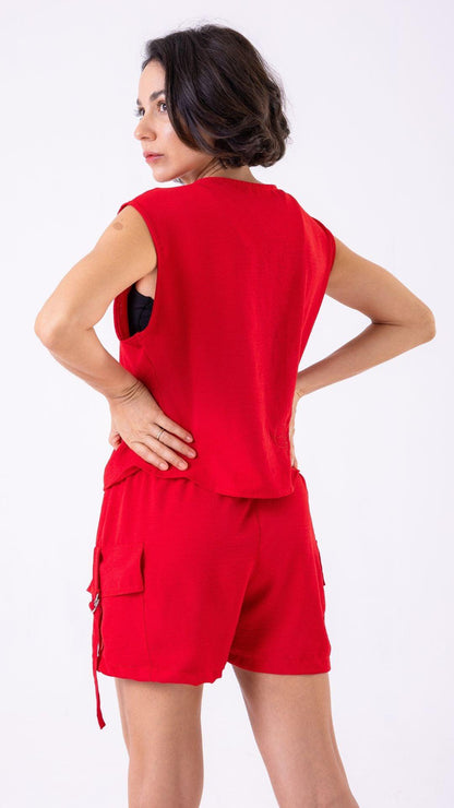 Red Motion Cargo Short - Equilibrium Activewear