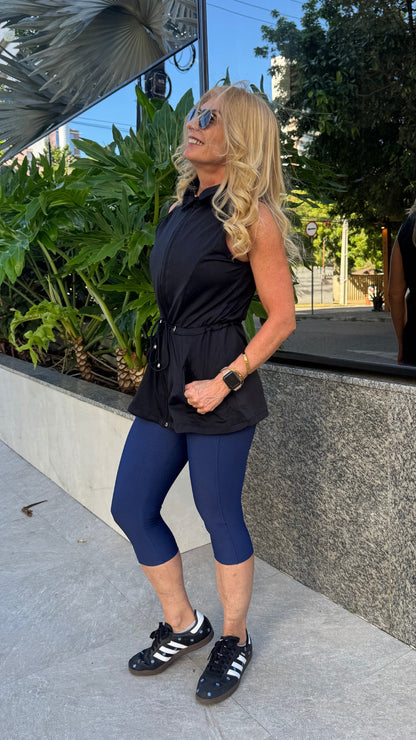 Navy Chevron Emi Capri