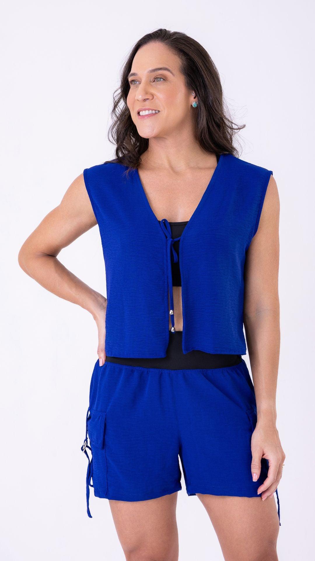 Royal Blue Always Effortless Tie Vest - Equilibrium Activewear