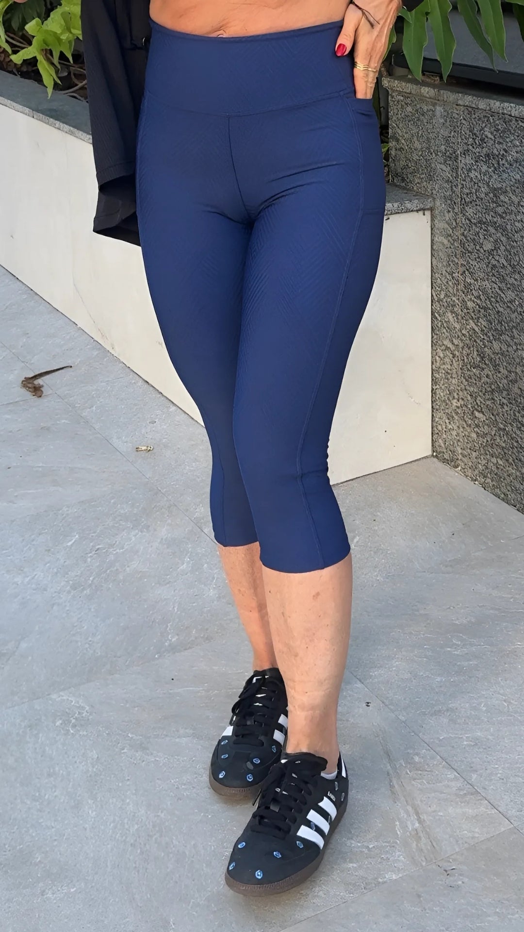 Navy Chevron Emi Capri