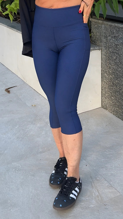 Navy Chevron Emi Capri